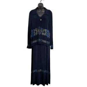 Vintage Studio G Sport Navy Two Piece Maxi Dress with Matching Jacket Sz L